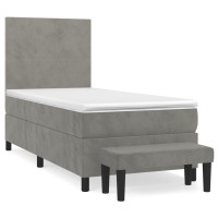 Produktbild för Ramsäng med madrass ljusgrå 80x200 cm sammet