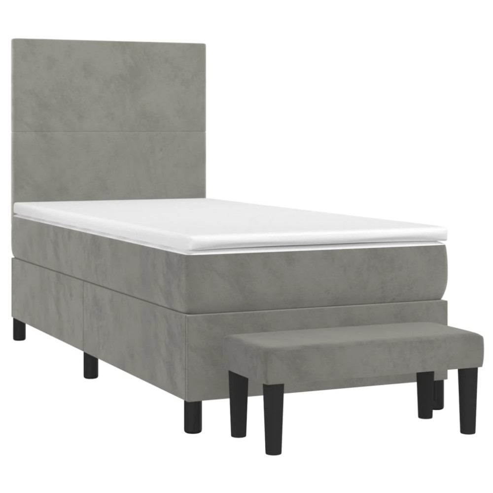 Produktbild för Ramsäng med madrass ljusgrå 80x200 cm sammet