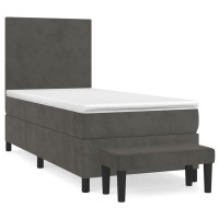 Produktbild för Ramsäng med madrass mörkgrå 90x200 cm sammet