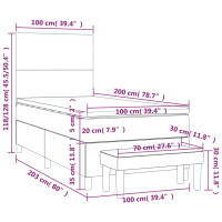 Produktbild för Ramsäng med madrass mörkgrå 100x200 cm sammet