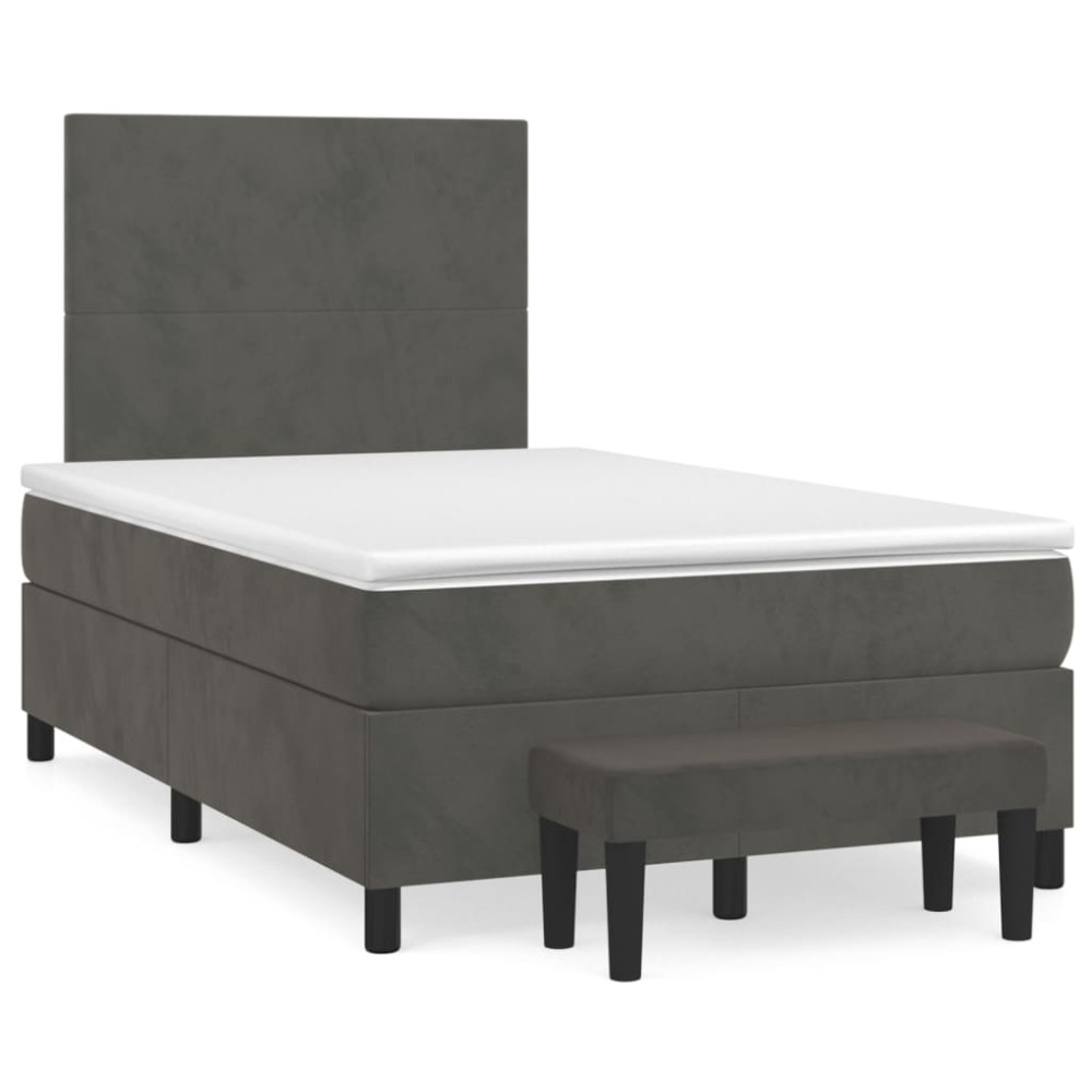Produktbild för Ramsäng med madrass mörkgrå 120x200 cm sammet