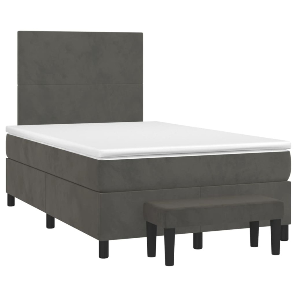Produktbild för Ramsäng med madrass mörkgrå 120x200 cm sammet