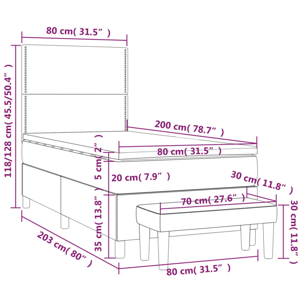 Produktbild för Ramsäng med madrass mörkgrå 80x200 cm sammet