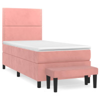 Produktbild för Ramsäng med madrass rosa 80x200 cm sammet