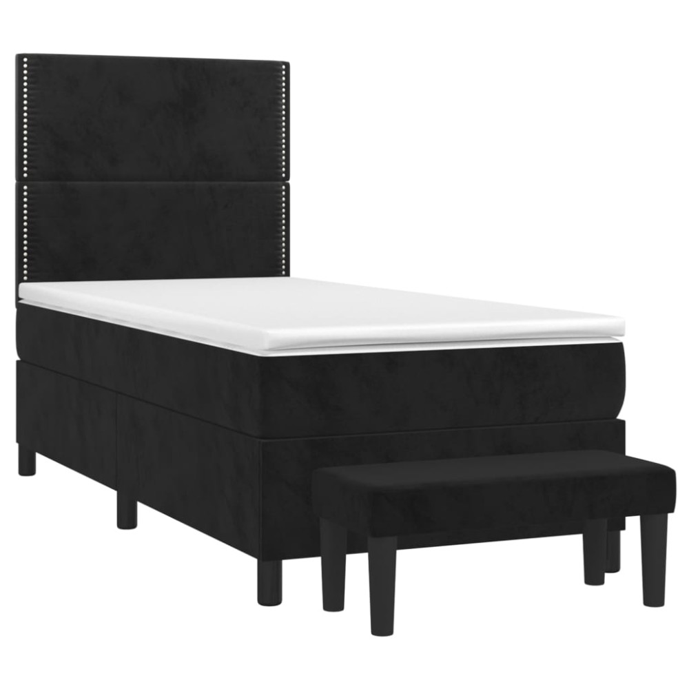 Produktbild för Ramsäng med madrass svart 90x190 cm sammet