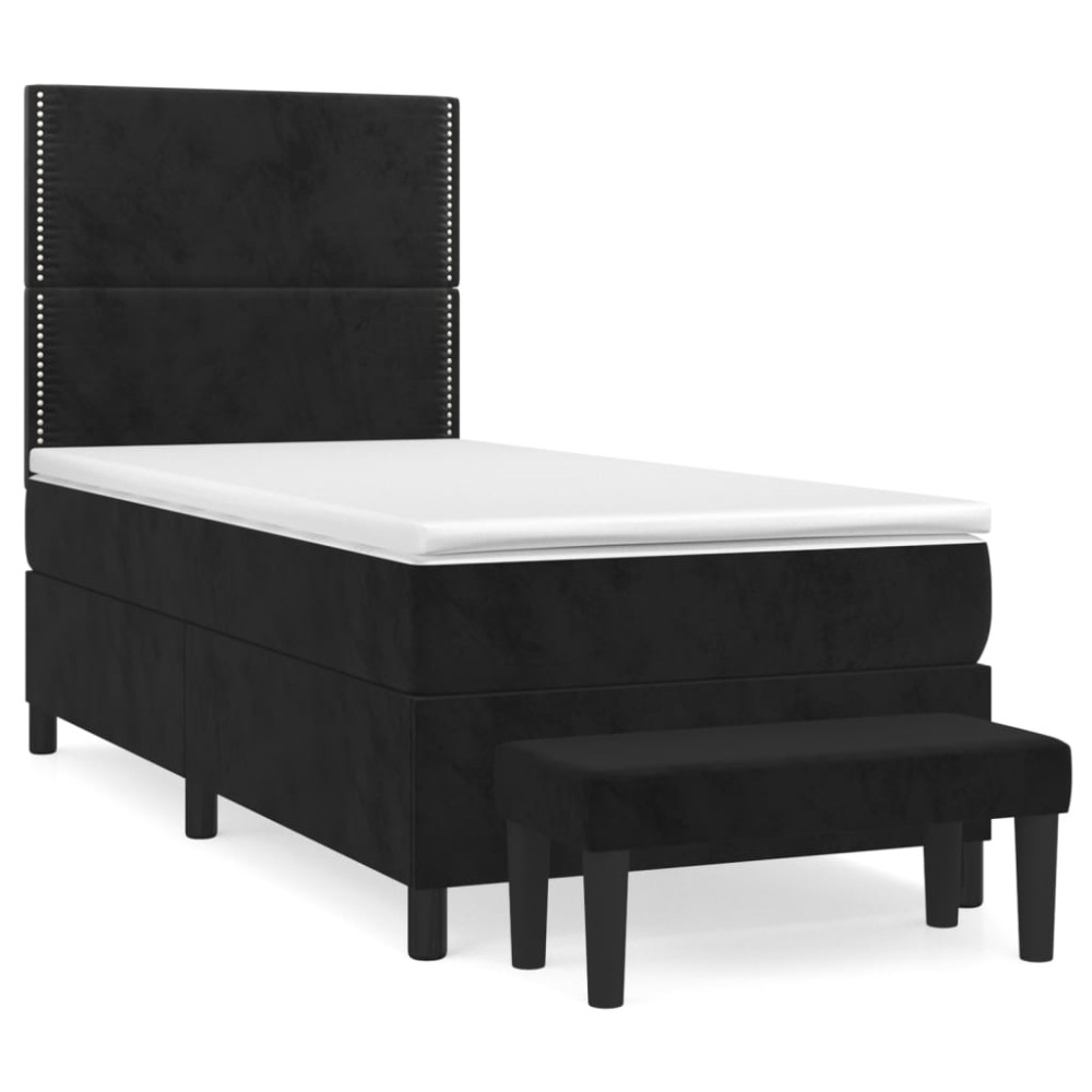Produktbild för Ramsäng med madrass svart 90x200 cm sammet