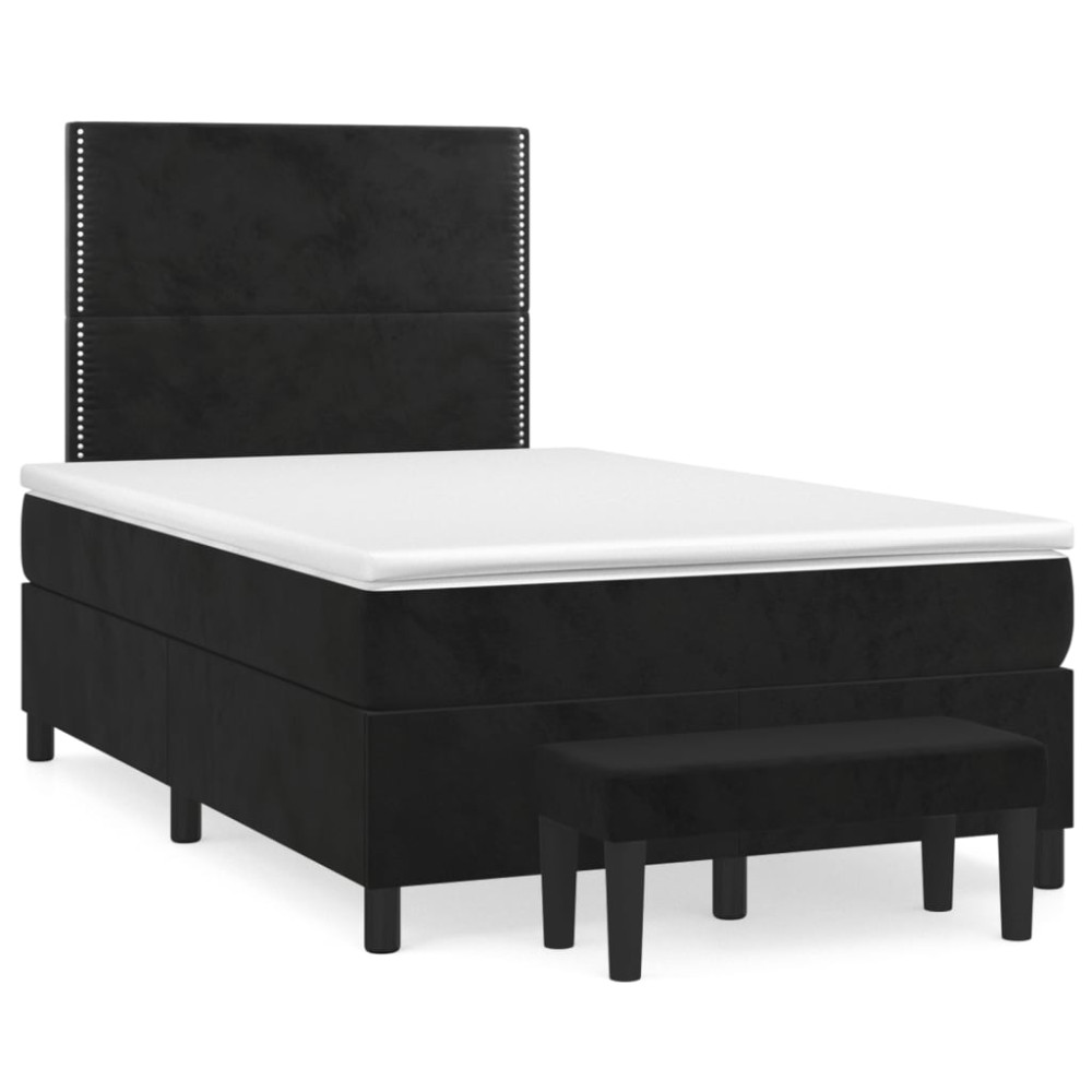 Produktbild för Ramsäng med madrass svart 120x200 cm sammet