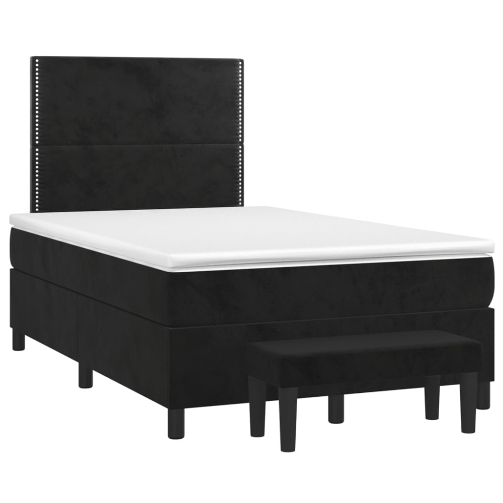 Produktbild för Ramsäng med madrass svart 120x200 cm sammet