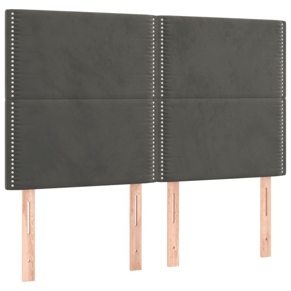 Produktbild för Ramsäng med madrass mörkgrå 140x190 cm sammet