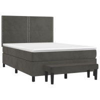 Produktbild för Ramsäng med madrass mörkgrå 140x200 cm sammet