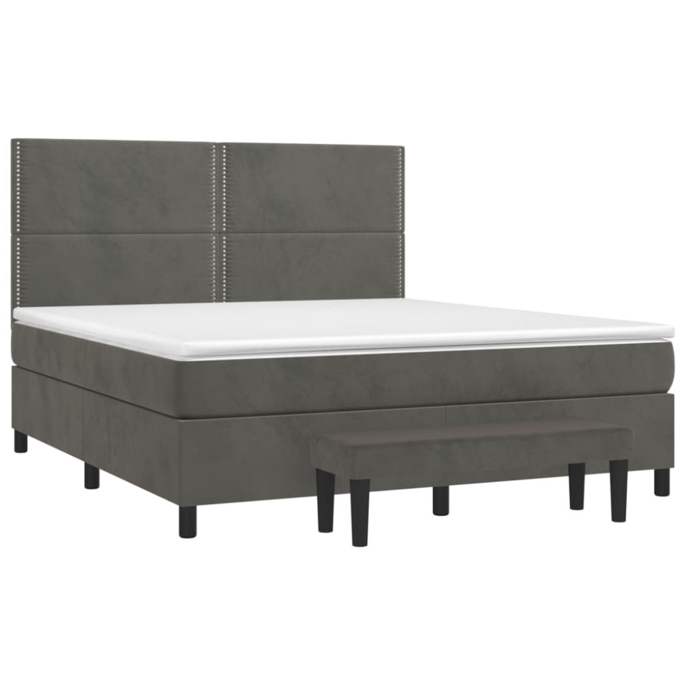Produktbild för Ramsäng med madrass mörkgrå 160x200 cm sammet
