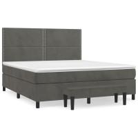 Produktbild för Ramsäng med madrass mörkgrå 180x200 cm sammet