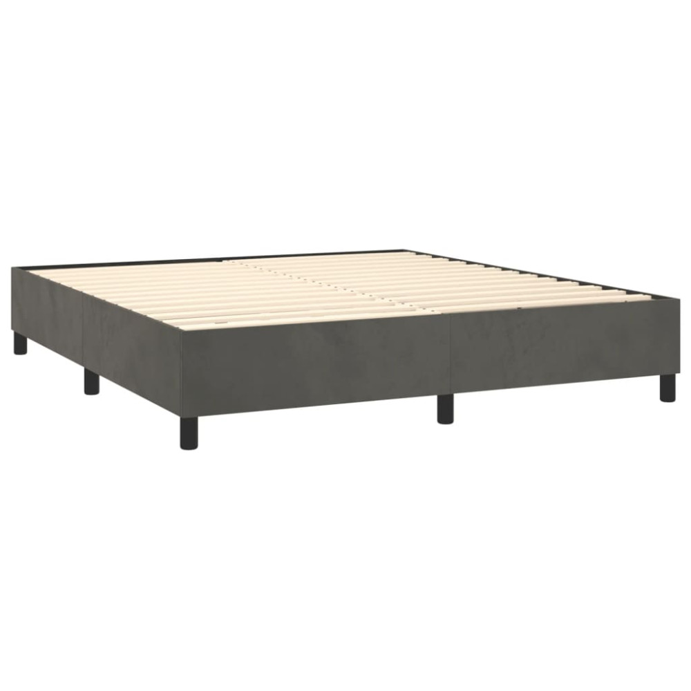Produktbild för Ramsäng med madrass mörkgrå 180x200 cm sammet