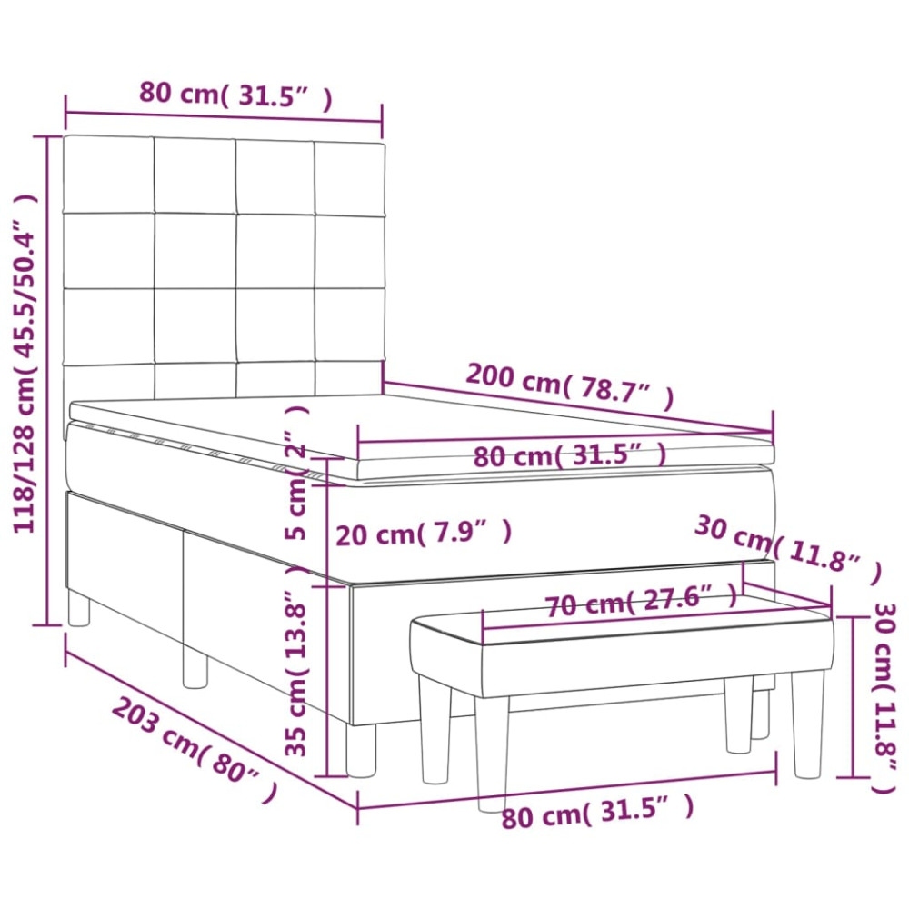 Produktbild för Ramsäng med madrass svart 80x200 cm sammet