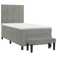 Produktbild för Ramsäng med madrass ljusgrå 90x190 cm sammet