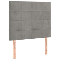 Produktbild för Ramsäng med madrass ljusgrå 90x190 cm sammet