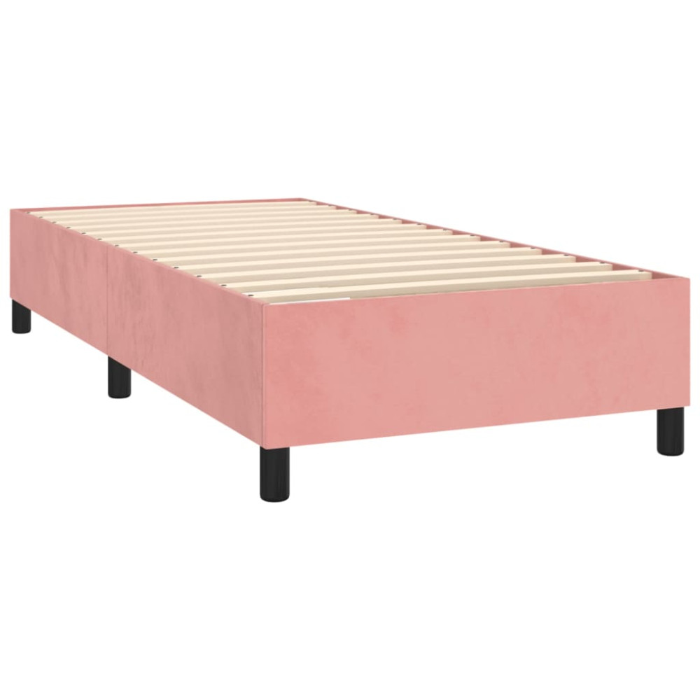 Produktbild för Ramsäng med madrass rosa 90x190 cm sammet