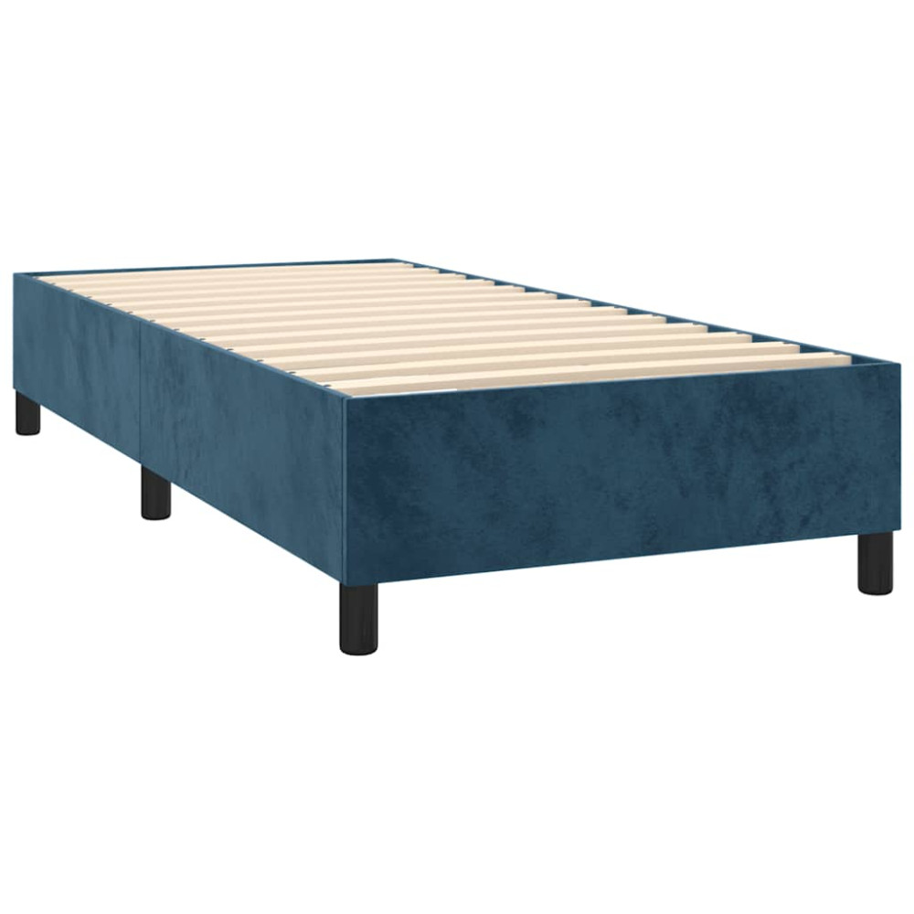 Produktbild för Ramsäng med madrass mörkblå 90x200 cm sammet