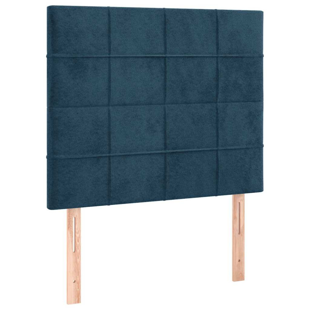 Produktbild för Ramsäng med madrass mörkblå 90x200 cm sammet