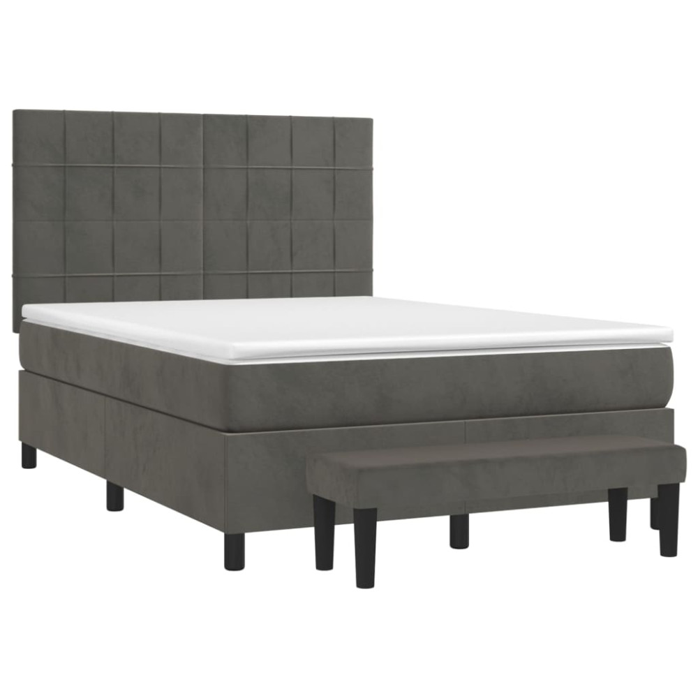 Produktbild för Ramsäng med madrass mörkgrå 140x190 cm sammet