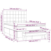 Produktbild för Ramsäng med madrass mörkgrå 140x190 cm sammet