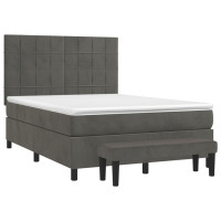 Produktbild för Ramsäng med madrass mörkgrå 140x200 cm sammet