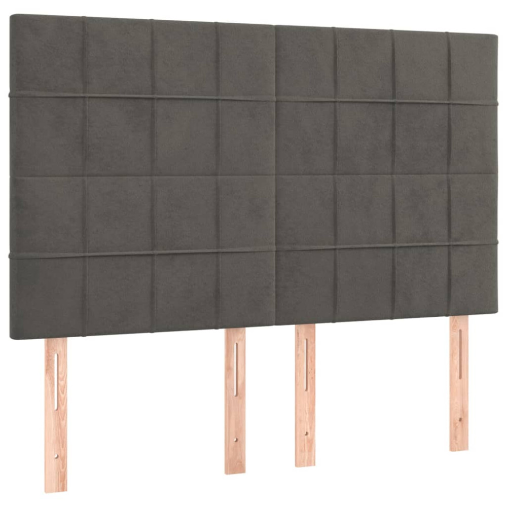 Produktbild för Ramsäng med madrass mörkgrå 140x200 cm sammet