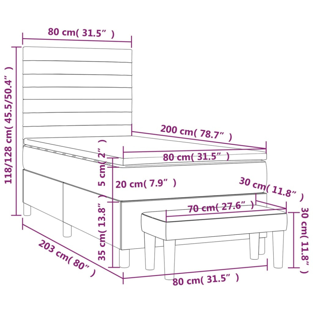 Produktbild för Ramsäng med madrass mörkgrå 80x200 cm sammet