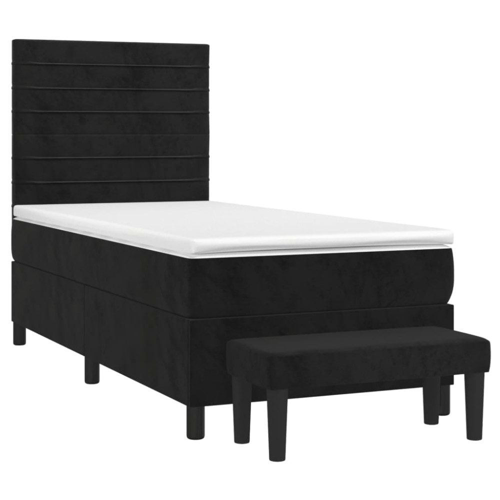 Produktbild för Ramsäng med madrass svart 80x200 cm sammet