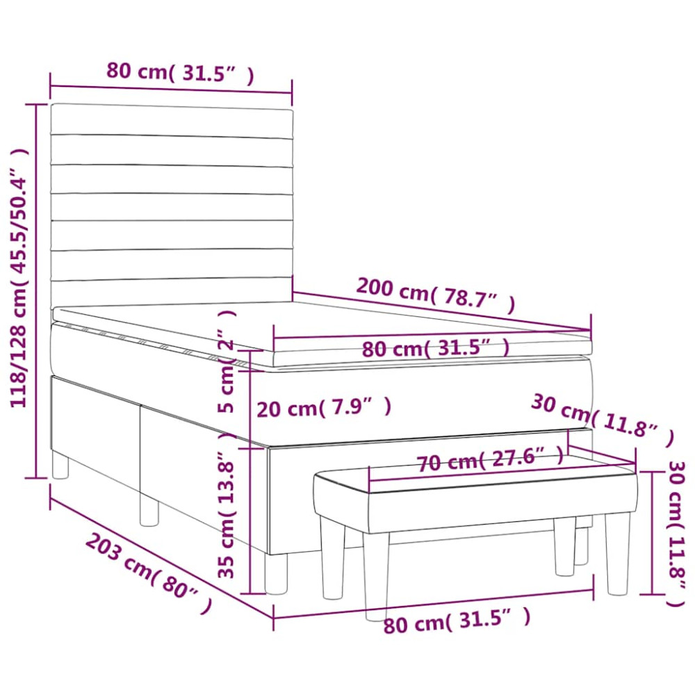Produktbild för Ramsäng med madrass mörkblå 80x200 cm sammet