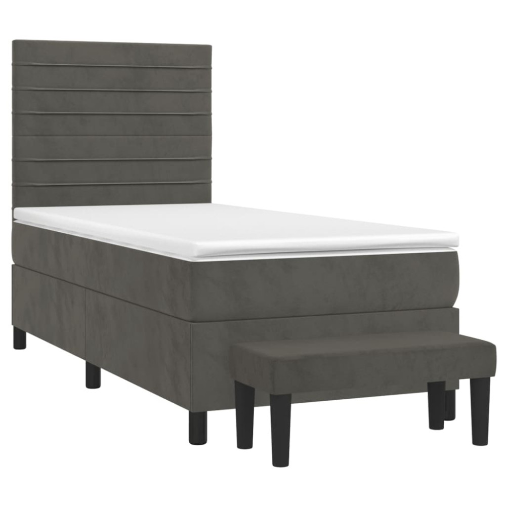 Produktbild för Ramsäng med madrass mörkgrå 100x200 cm sammet