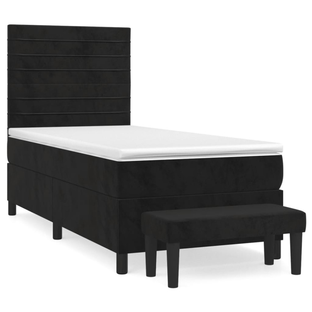 Produktbild för Ramsäng med madrass svart 100x200 cm sammet