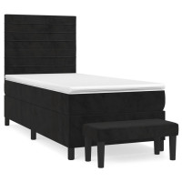 Produktbild för Ramsäng med madrass svart 100x200 cm sammet