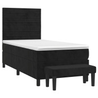Produktbild för Ramsäng med madrass svart 100x200 cm sammet