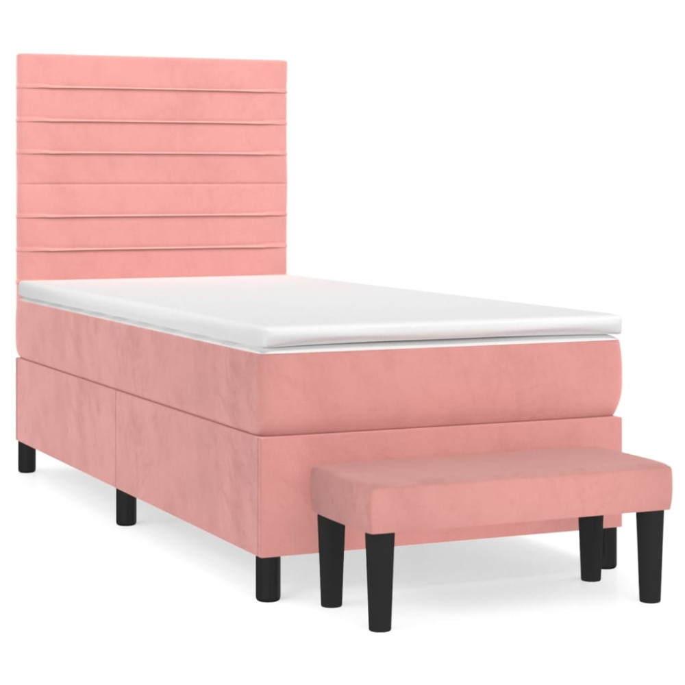 Produktbild för Ramsäng med madrass rosa 100x200 cm sammet