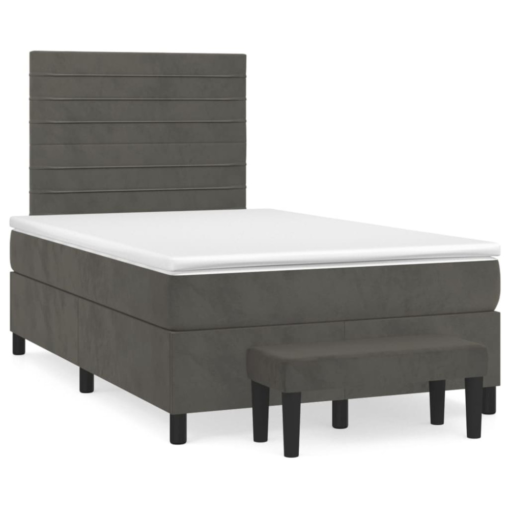 Produktbild för Ramsäng med madrass mörkgrå 120x200 cm sammet