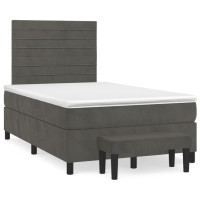 Produktbild för Ramsäng med madrass mörkgrå 120x200 cm sammet