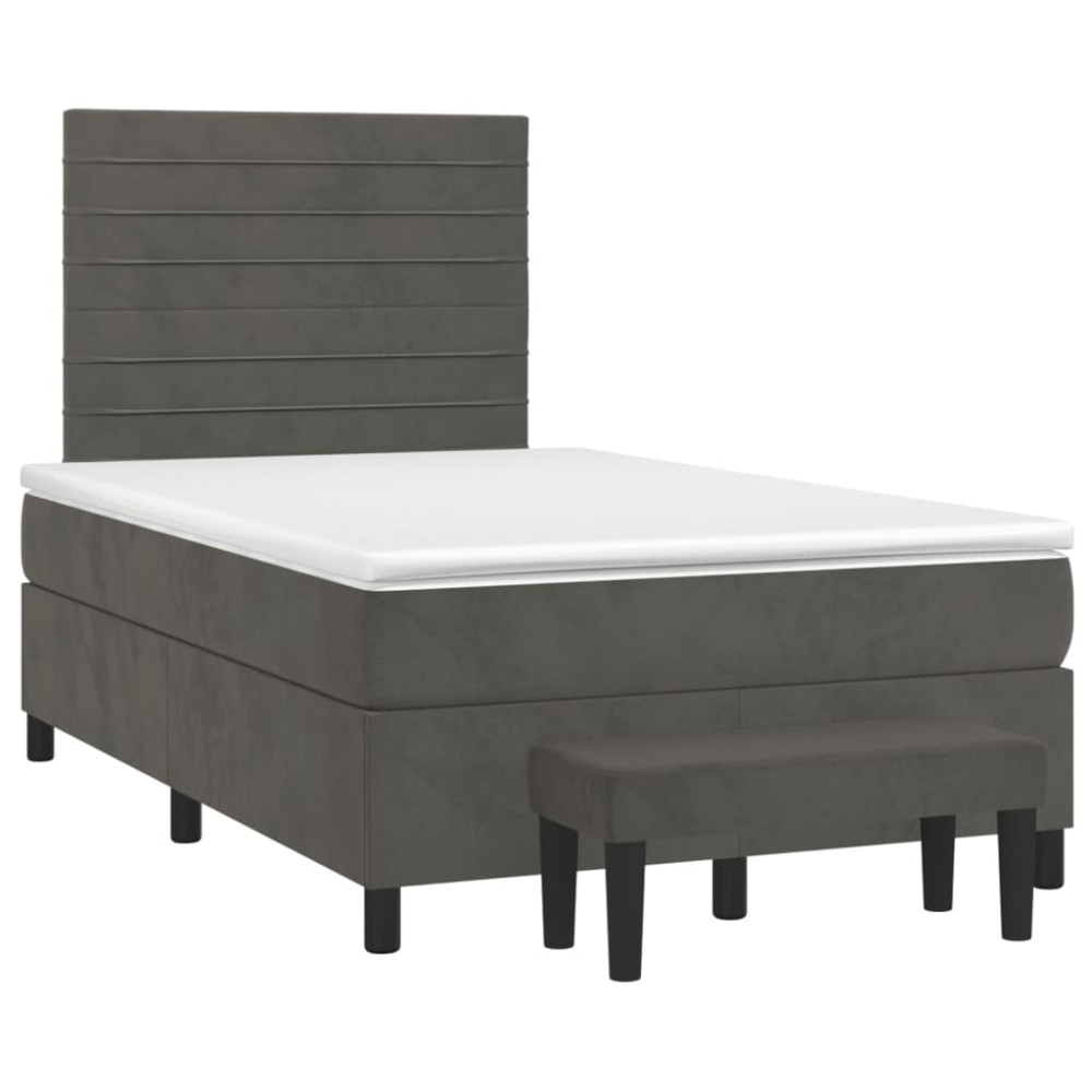 Produktbild för Ramsäng med madrass mörkgrå 120x200 cm sammet