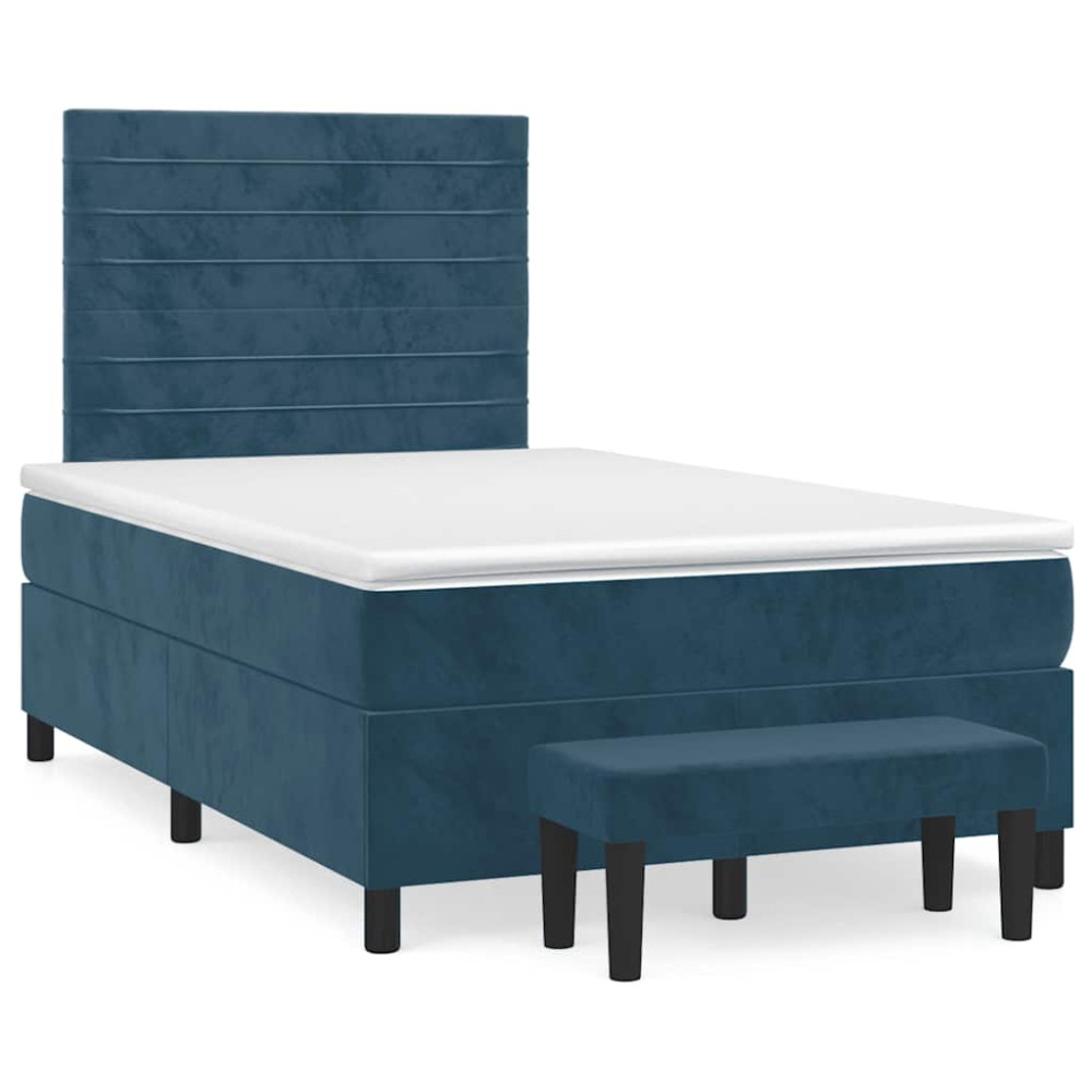 Produktbild för Ramsäng med madrass mörkblå 120x200 cm sammet