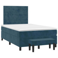 Produktbild för Ramsäng med madrass mörkblå 120x200 cm sammet