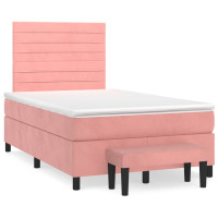 Produktbild för Ramsäng med madrass rosa 120x200 cm sammet