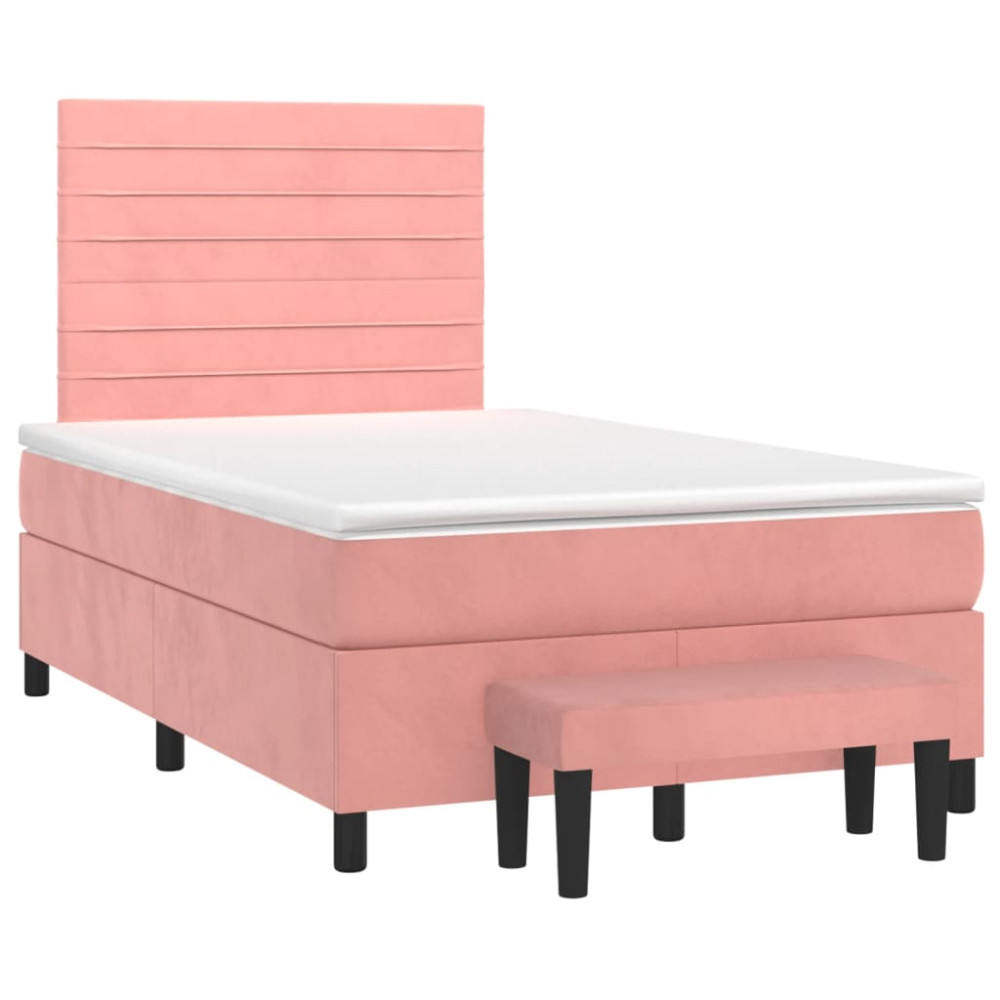 Produktbild för Ramsäng med madrass rosa 120x200 cm sammet