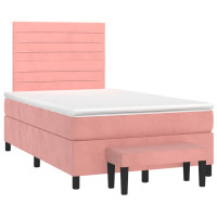 Produktbild för Ramsäng med madrass rosa 120x200 cm sammet