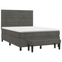 Produktbild för Ramsäng med madrass mörkgrå 140x190 cm sammet
