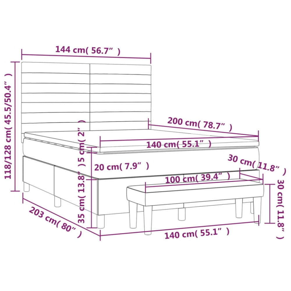 Produktbild för Ramsäng med madrass mörkgrå 140x200 cm sammet