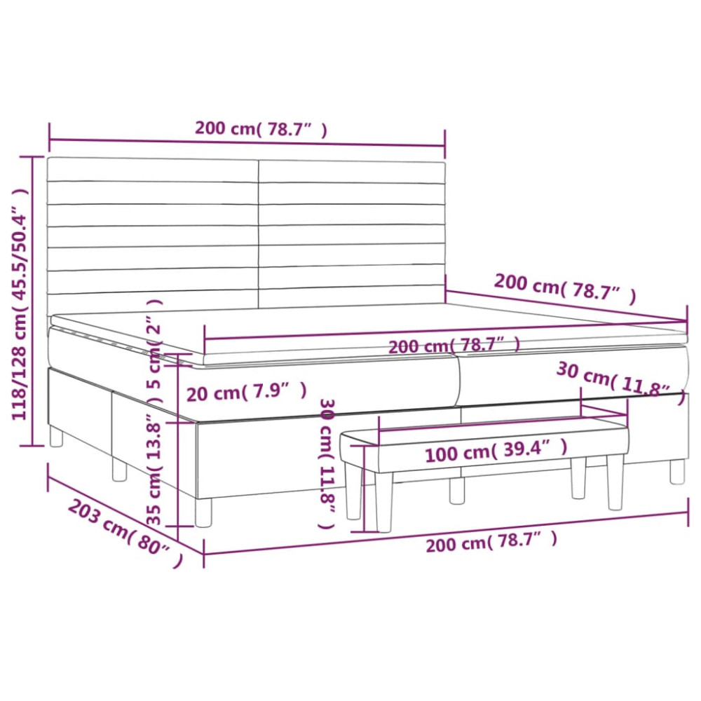 Produktbild för Ramsäng med madrass mörkgrå 200x200 cm sammet