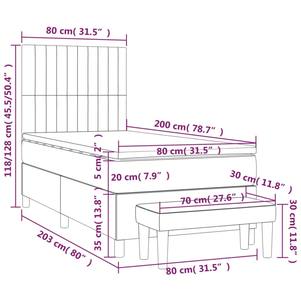 Produktbild för Ramsäng med madrass svart 80x200 cm sammet