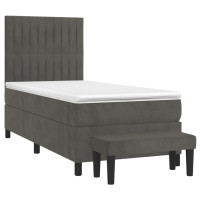 Produktbild för Ramsäng med madrass mörkgrå 90x190 cm sammet