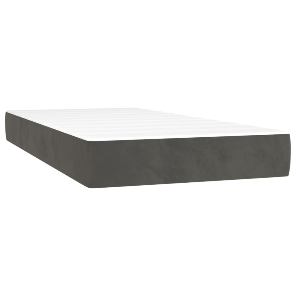 Produktbild för Ramsäng med madrass mörkgrå 90x190 cm sammet