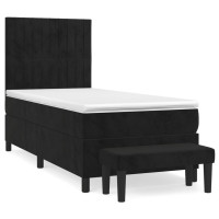 Produktbild för Ramsäng med madrass svart 90x190 cm sammet